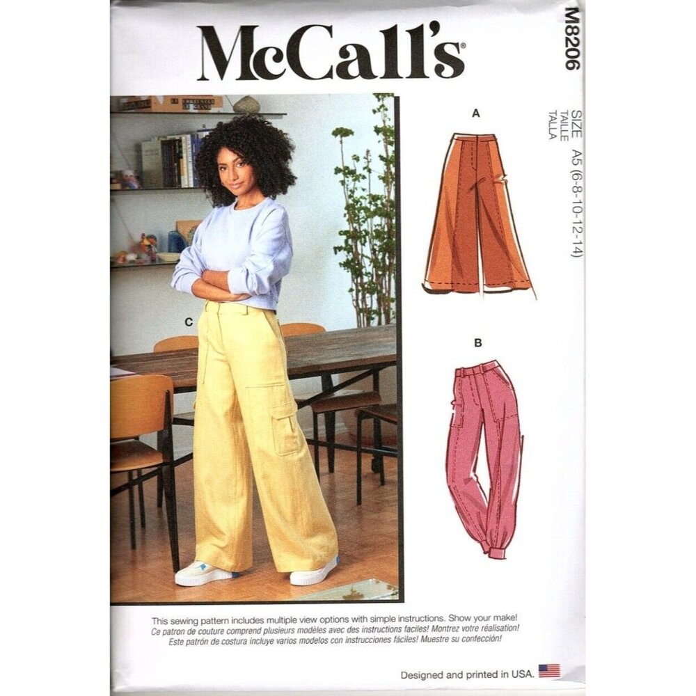 McCall's M8206 Misses 6 to 14 Loose Fitting Pants Uncut Sewing Pattern New